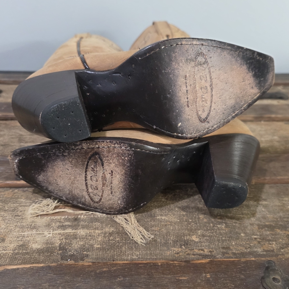 J.B. Dillon Snip Toe Embroidered Western Handcrafted Soft Leather Cowgirl Boots - Picture 8 of 14